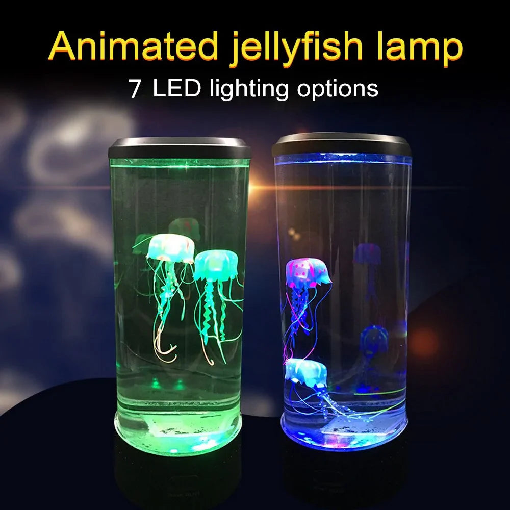 Lámpara Nocturna de Acuario con Medusas LED Cambiantes de Co