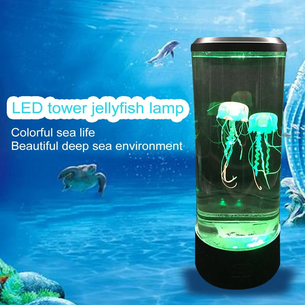 Lámpara Nocturna de Acuario con Medusas LED Cambiantes de Co