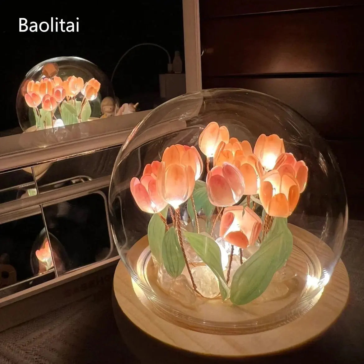 Lámpara de Noche de Tulipán Hecha a Mano