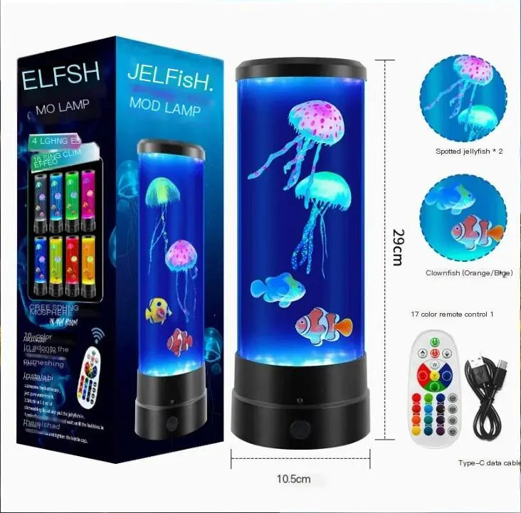 Lámpara Nocturna de Acuario con Medusas LED Cambiantes de Co