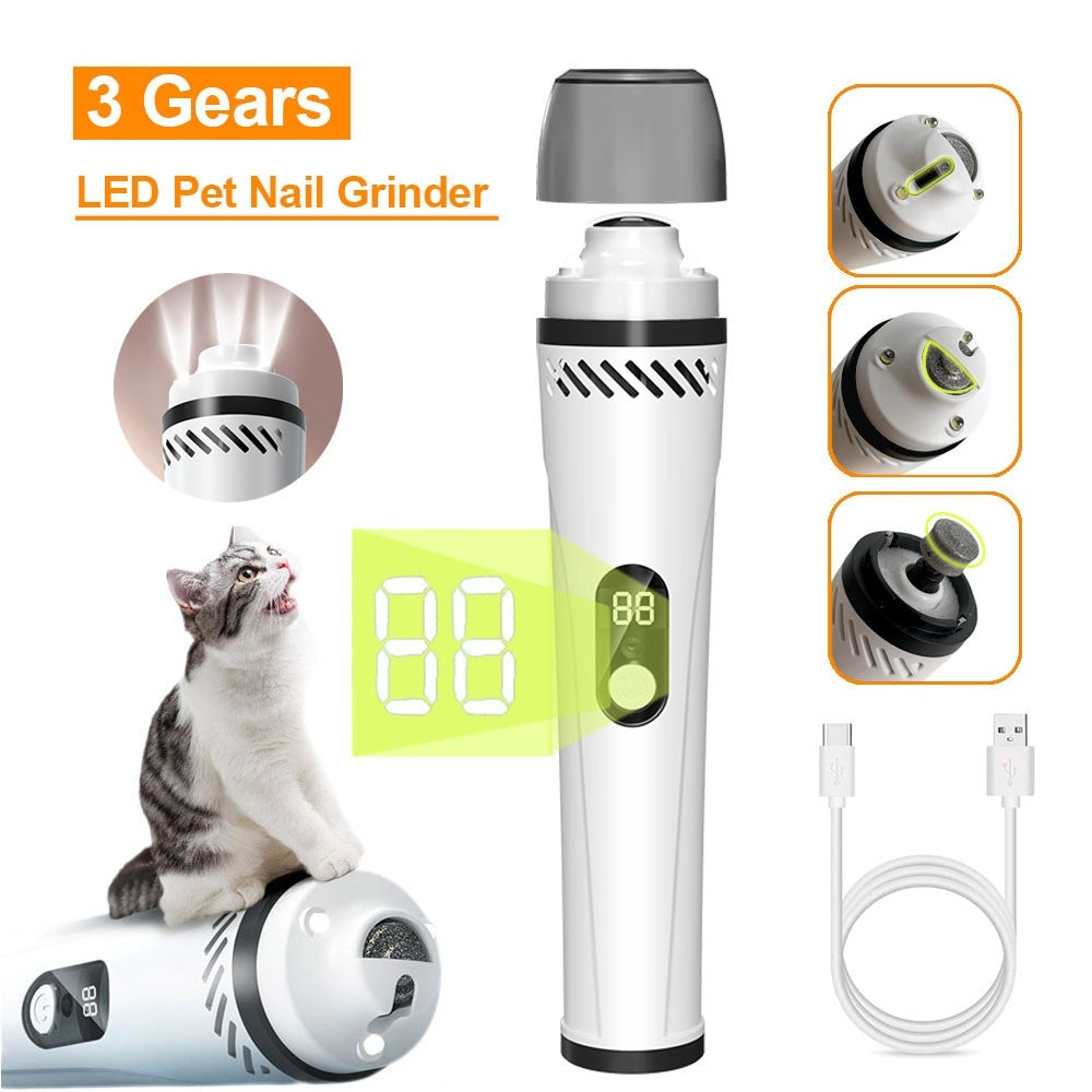 Pet Automatic Nail Piercing Device 3-speed LED Electric