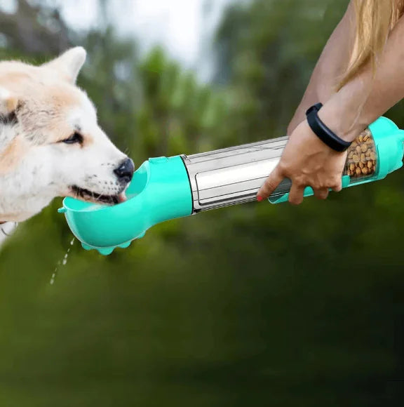 Botella de Agua Portátil 3 en 1 para Perros y Dispensador de Comida