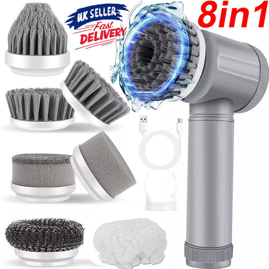 10Pcs Rechargeable Electric Cordless Cleaning Brush Spin Scrubber Turbo Scrub UK NEW