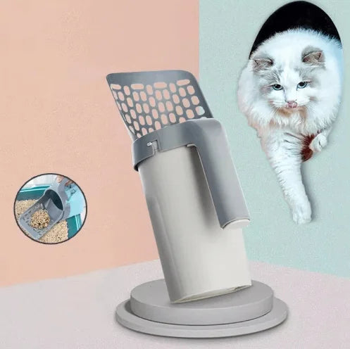 Pala portátil para arena de gatos con filtro integrado