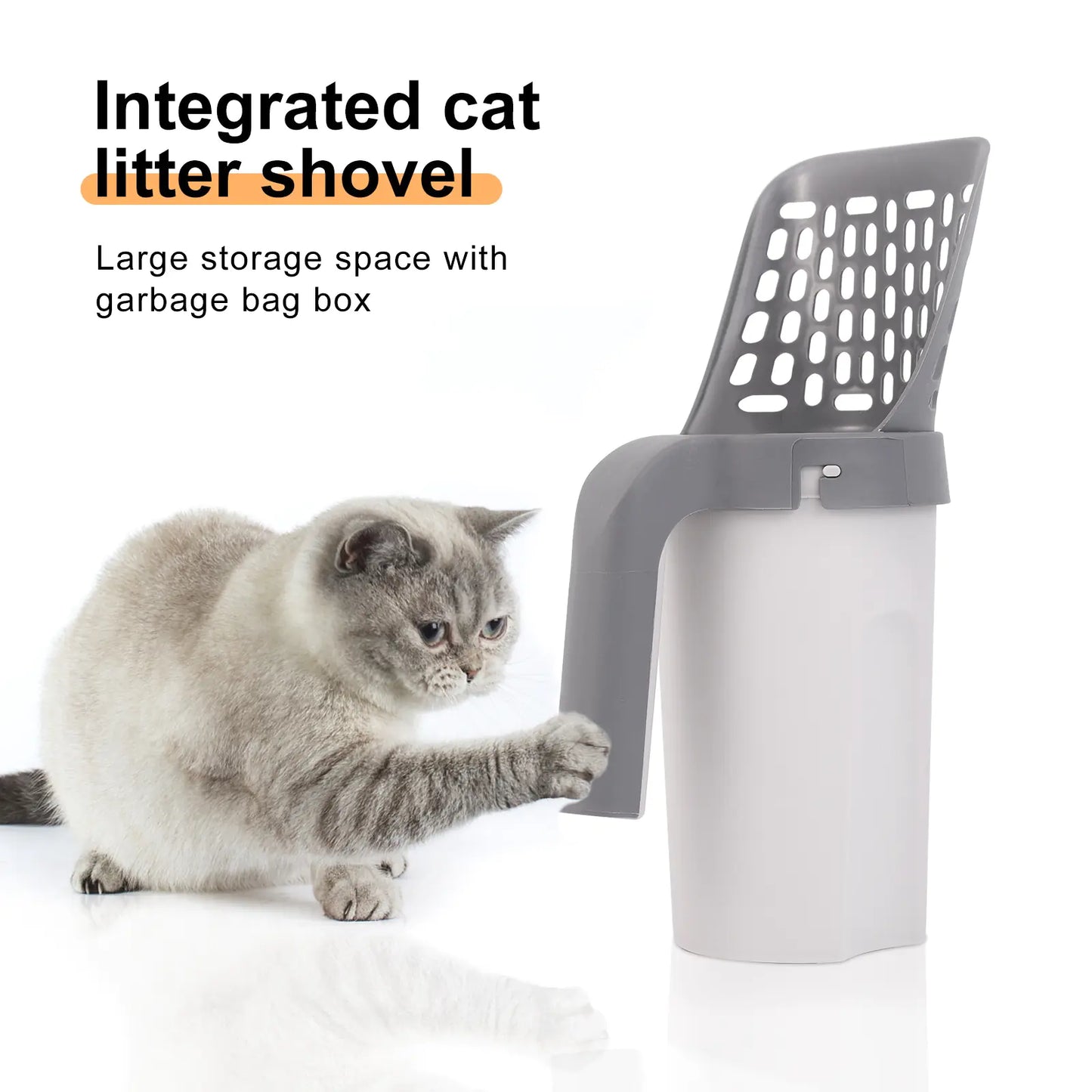 Pala portátil para arena de gatos con filtro integrado