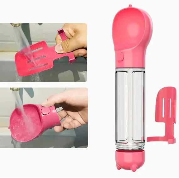 Botella de Agua Portátil 3 en 1 para Perros y Dispensador de Comida